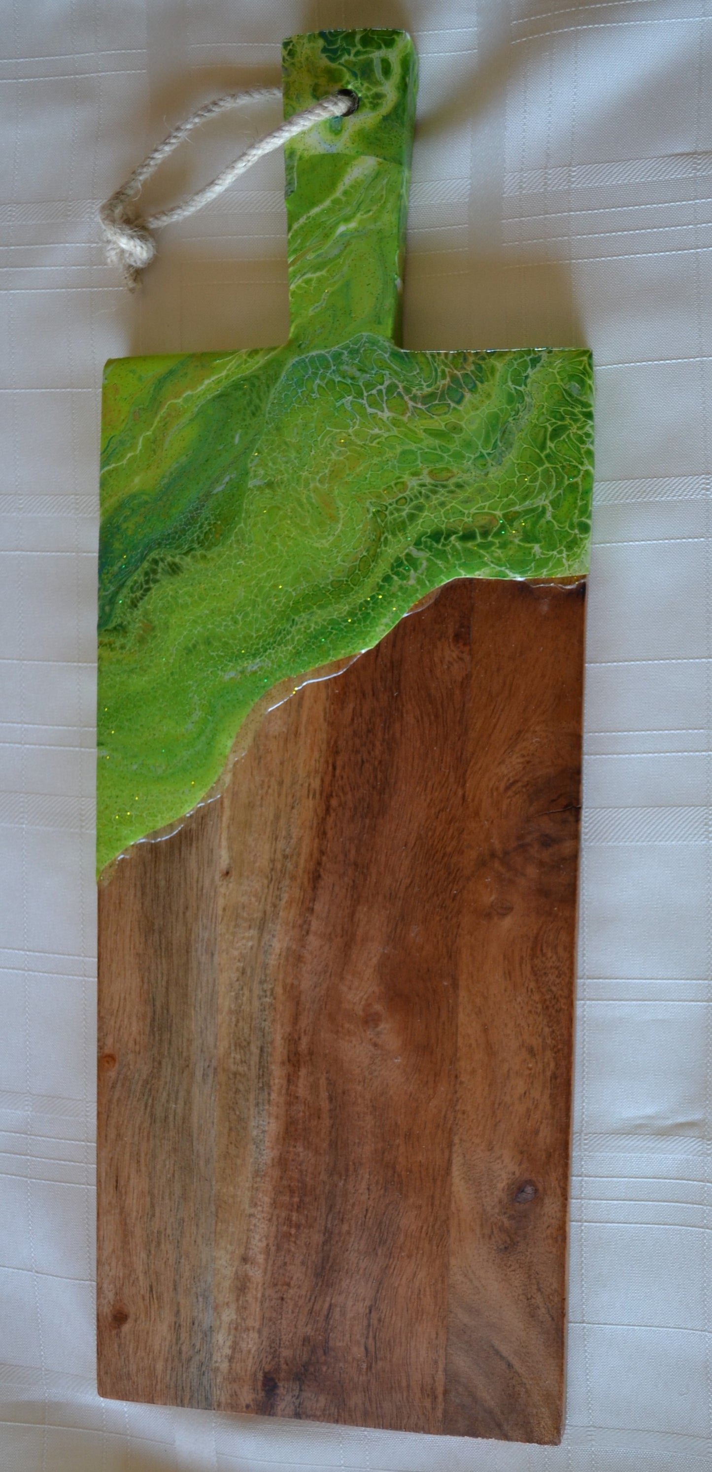 Charcuterie Board With Green Acrylic Accent