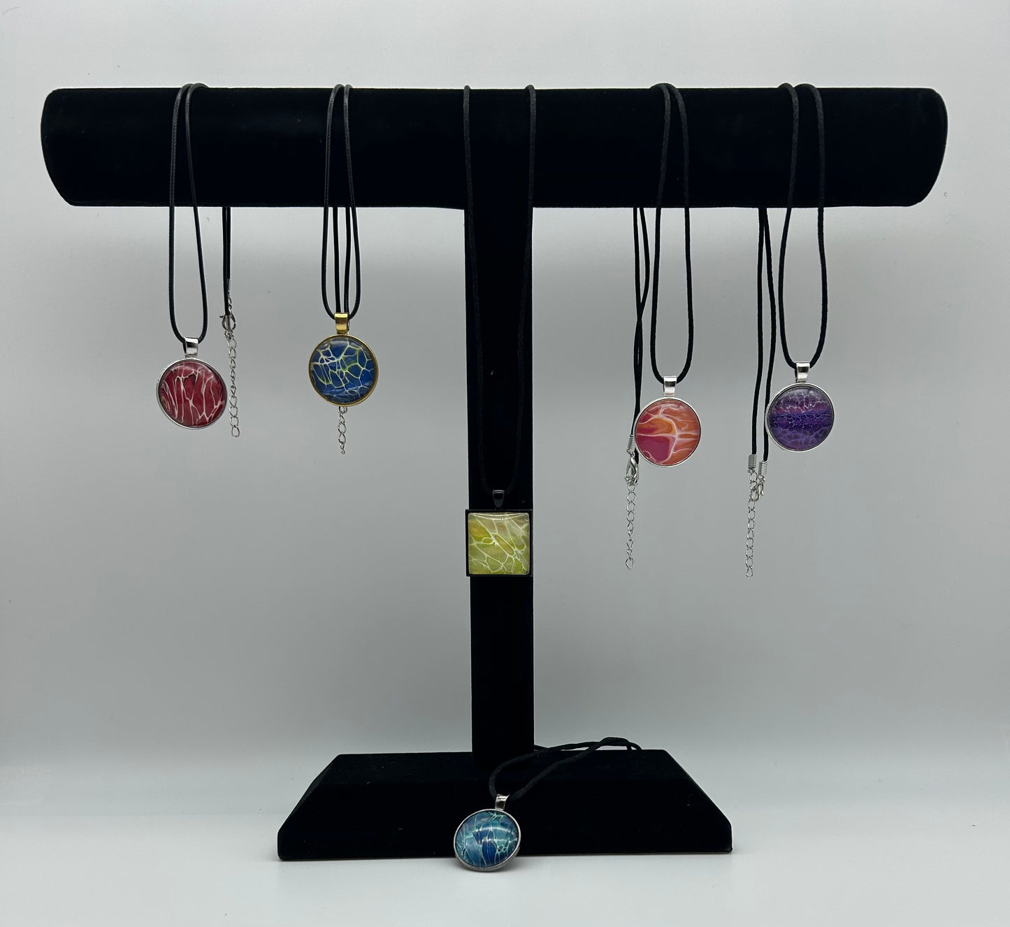 Cabachon and Acrylic Painting Pendants