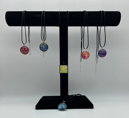 Cabachon and Acrylic Painting Pendants