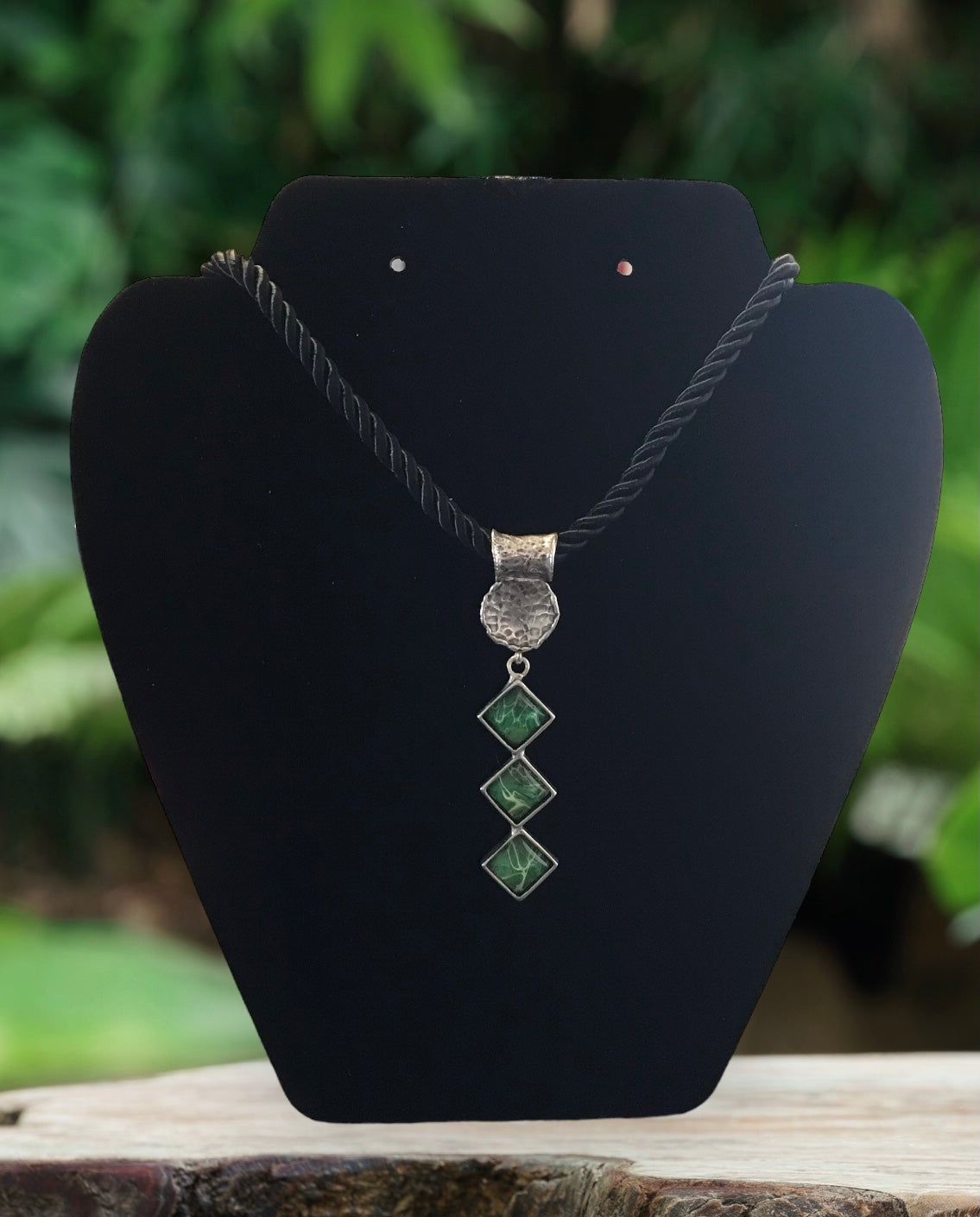 Hammered Metal and Acrylic Pendant